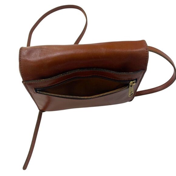 Patricia Nash Push Lock Lanza Leather Crossbody Tan - Picture 12 of 13